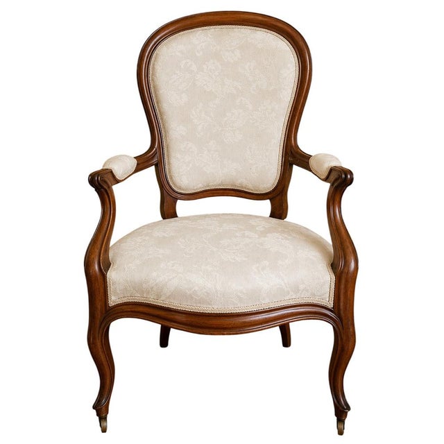 Cream Louis Philippe Cabriolet Armchair in Mahogany, 19th Century For Sale - Image 8 of 8