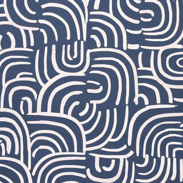 Sample - Schumacher x BACKDROP New Beat Wallpaper in Dark Blue For Sale