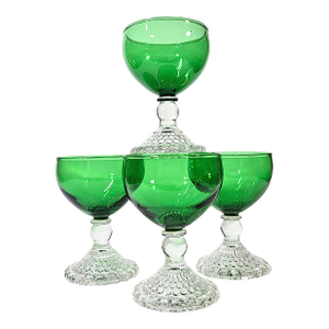 Emerald Green Art Nouveau Goblets - Set of Four