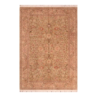Shabby Chic 1990's Pak-Persian Green/Taupe Wool Rug - 6'0'' X 9'3'' For Sale