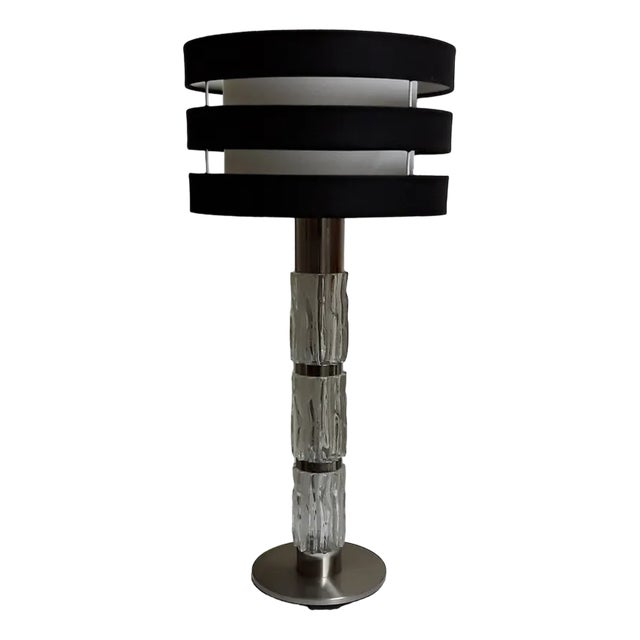 Vintage Table Lamp with Foot Made of Chrome-Plated Metal, 1970s For Sale