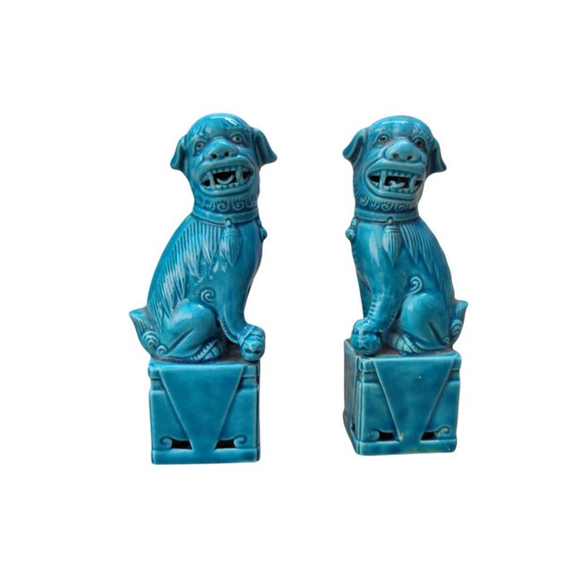 1970s Ceramic Foo Dogs, 1970s, Set of 2 For Sale - Image 5 of 6