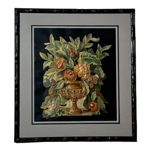 Painting Cutout Oil on Canvas Framed With Faux-Bamboo Wood -02