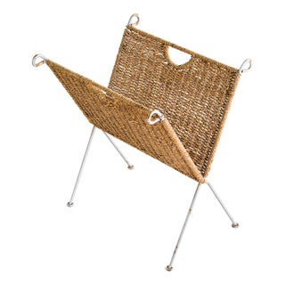 Paper and Metal Folding Magazine Rack, 1960s For Sale