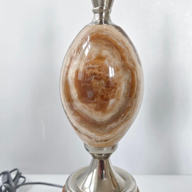 Maison Barbier Vintage Egg Lamps in Marble and Chrome Steel from Maison Barbier, 1970s, Set of 2 For Sale - Image 4 of 13