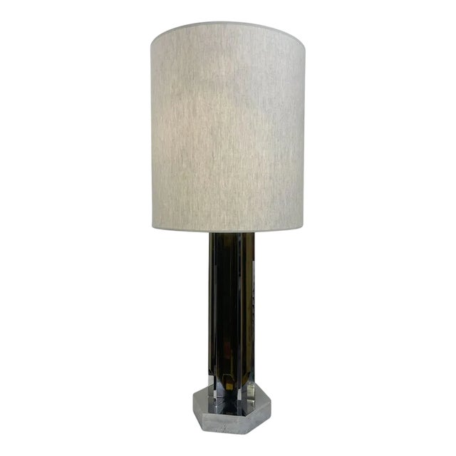 Silver and Gold Metal Lamp, Italy, 1970s For Sale