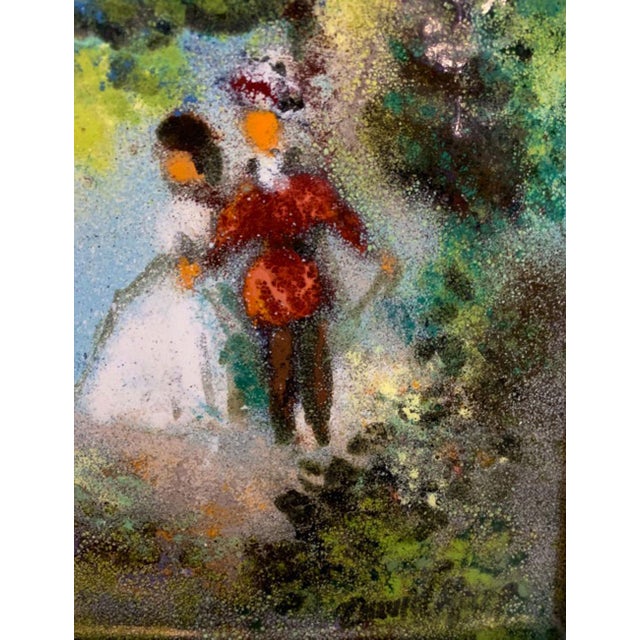 Modern Art Framed Enamel on Copper Painting For Sale - Image 4 of 7