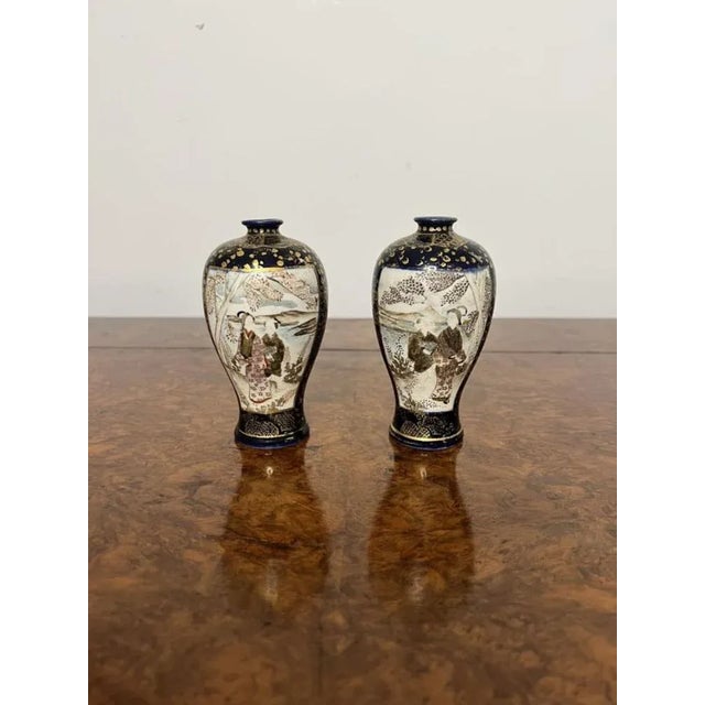 Fantastic quality pair of small antique Japanese satsuma vases having a quality pair of antique Japanese satsuma vases...