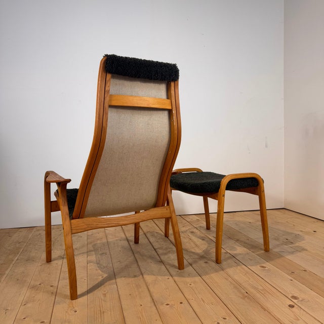 Green Set of Green Lamino Lounge Chair and Ottoman by Yngve Ekström for Swedese, 1960 For Sale - Image 8 of 9