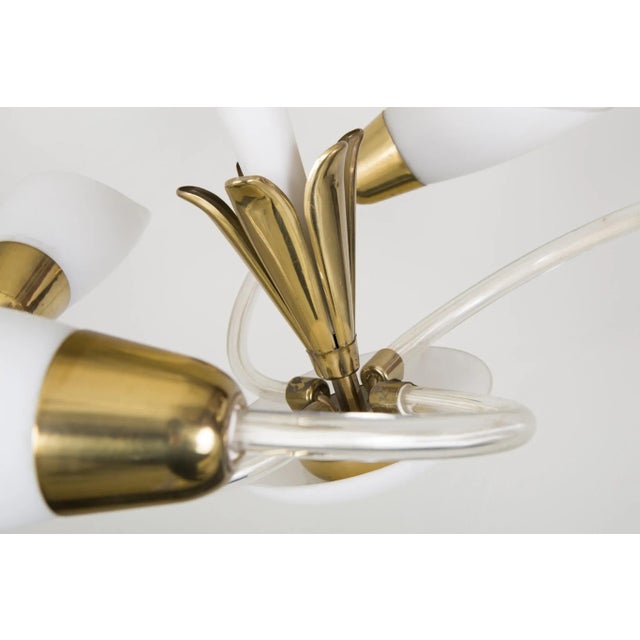Brass and Glass Chandelier, 1960s For Sale - Image 4 of 6