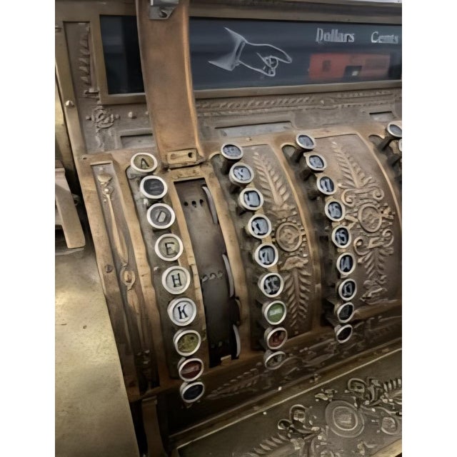 American Antique National Cash Register Brass Gorgeous For Sale - Image 3 of 12