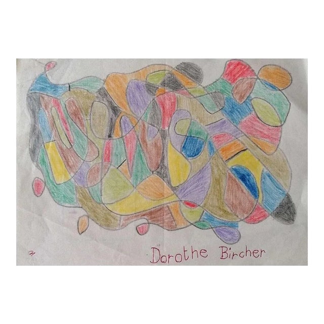 Dorothe Bircher - Composition - Original Pastel Drawing - Late 20th Century For Sale