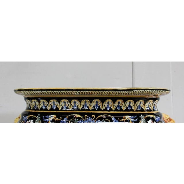 Earthenware Planter with Polychrome Decorations from Gien, Late 19th or Early 20th Century For Sale - Image 5 of 18