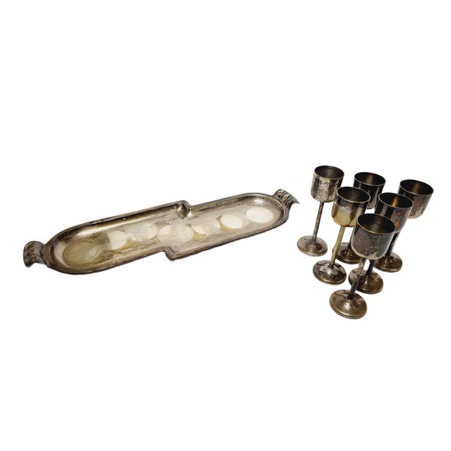 Art Deco Liquor Set from Szandrik, Wegry, 1930s, Set of 7, in Very Good conditions. Designed 1920 to 1949
