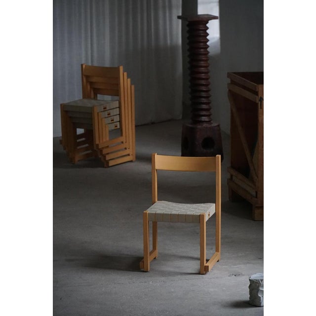 Koldinghus Chairs in Beech with Woven Seats attributed to Hans J. Wegner for Getama, 1988, Set of 6 For Sale - Image 4 of 18