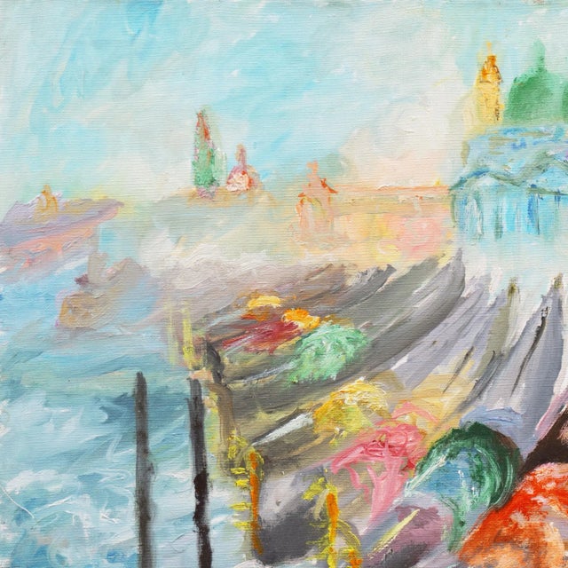 'The Lagoon and Santa Maria Della Salute, Venice', Large Futurist Oil, 1985 For Sale In Monterey, CA - Image 6 of 9