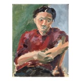 Portrait of a Woman in Red - Bay Area Figurative School Abstract Expressionist by Heather Speck For Sale