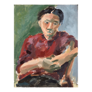 Portrait of a Woman in Red - Bay Area Figurative School Abstract Expressionist by Heather Speck