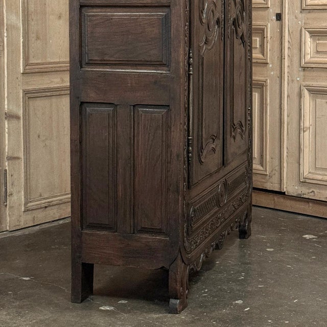 18th Century Country French Normandy Carved Oak Armoire For Sale - Image 13 of 18