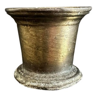 Vintage 1900s Solid Brass Mortar Apothecary Pharmacy Herb/Spice Grinder For Sale
