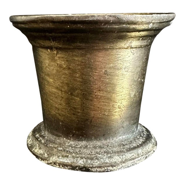 Vintage 1900s Solid Brass Mortar Apothecary Pharmacy Herb/Spice Grinder For Sale