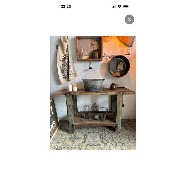 Workbench in Green Patinated Oak, 1940s For Sale - Image 3 of 15