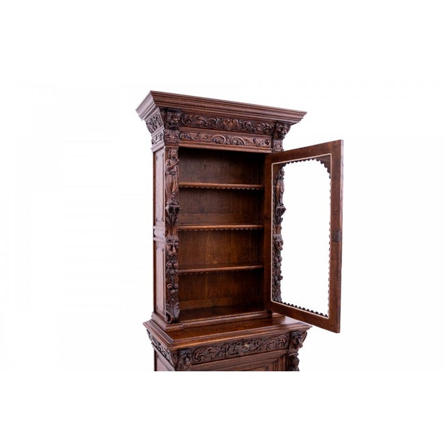 Antique Glass and Oak Cabinet, Western Europe, 1880s For Sale - Image 4 of 18
