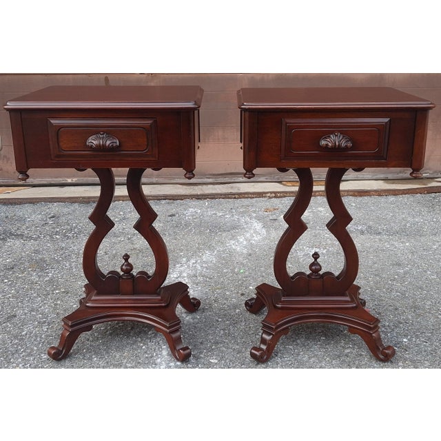1920s Pair Vander Ley Bros for Betty Lewis Rococo Revival Genuine Mahogany Side Tables, Circa 1920s For Sale - Image 5 of 17