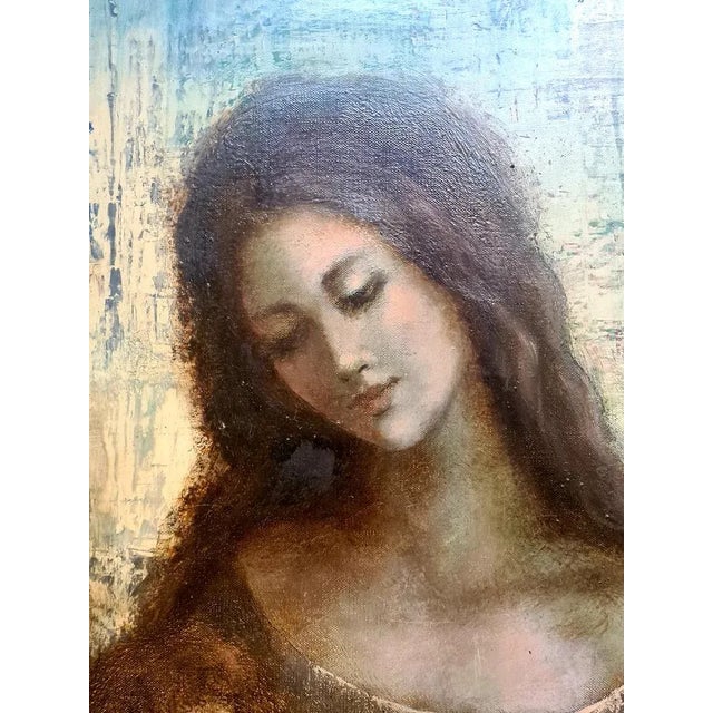 1960s Guy Cambier, Mother and Child, Large Oil on Canvas, 1960s, Framed For Sale - Image 5 of 9