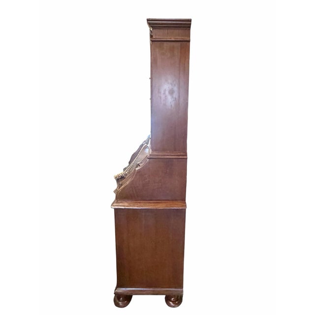 1980s Fine 20th Century Marquetry Inlay Italian Secretaire For Sale - Image 5 of 12