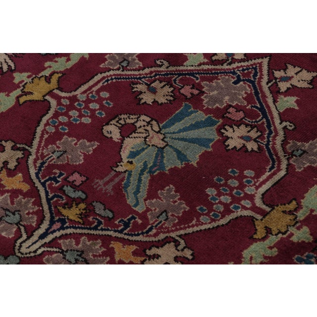 Textile Antique Indian Rug in Burgundy and Gold With Floral Patterns by Rug & Kilim For Sale - Image 7 of 9