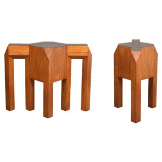 Mid-Century Solid Wood Table Base or Console, 1980s For Sale