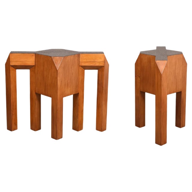 Mid-Century Solid Wood Table Base or Console, 1980s For Sale