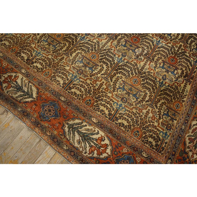 Traditional Ivory Background Color & Red-Rust Border Allover Pattern Antique Persian Bibikabad Galley Rug For Sale - Image 11 of 12