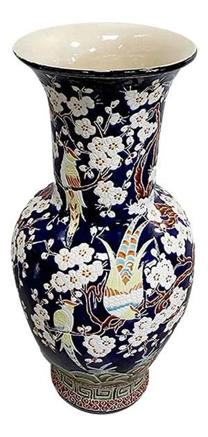 Large Vase Depicting Birds of Paradise, 20th Century