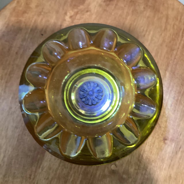 Mid-Century Modern Mid 20th Century Vintage Tobacciana Heavy Amber Glass Marble and Brass For Sale - Image 3 of 6