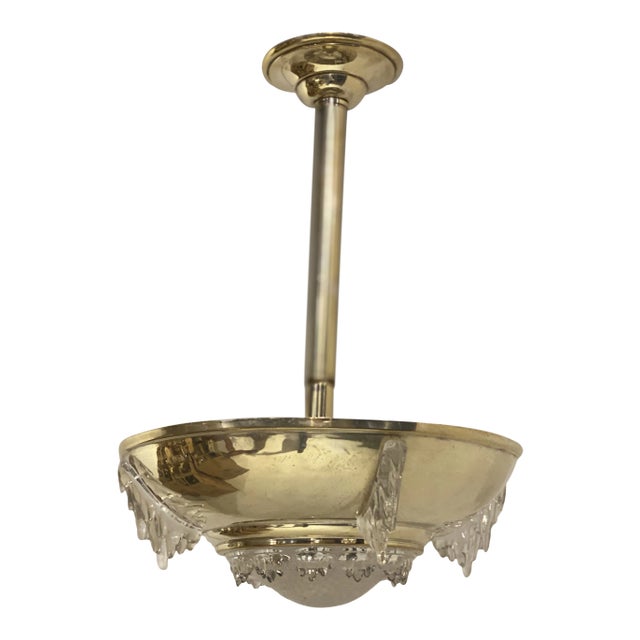 1930s French Art Deco Silver Plated Light Fixture For Sale