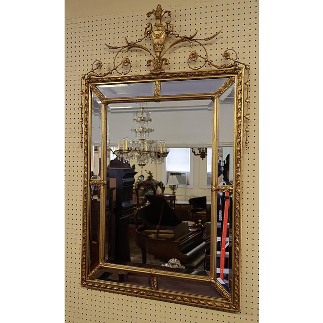 French ​Adam Style Gold Gilt Vertical Beveled Mirror Made by Friedman Brothers For Sale - Image 3 of 10