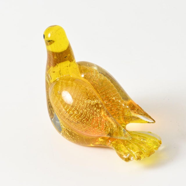 1960s Yellow and Gold Glass Bird Figurine from Murano, 1960s For Sale - Image 5 of 11