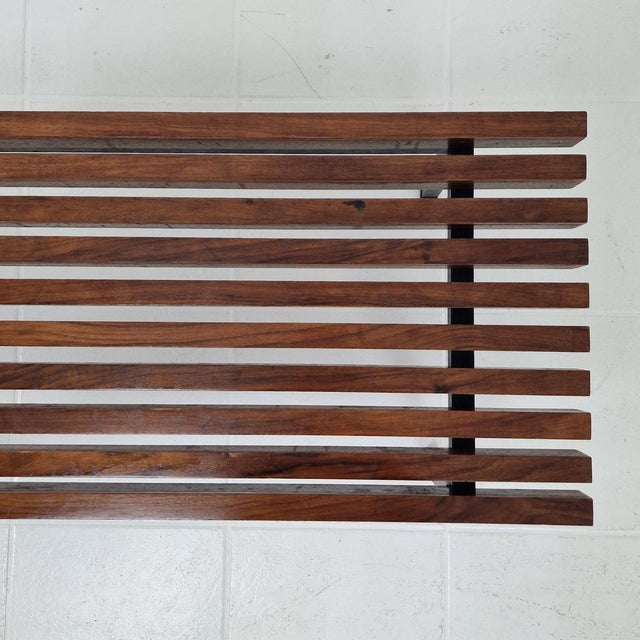Low Italian Slatted Wooden Bench, 20th Century For Sale - Image 12 of 14