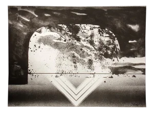 1980s Antonin Dimitrov Untitled Lithograph Black & White Abstract Fine Art Print