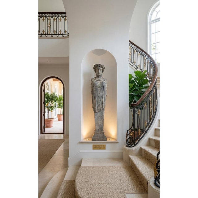 Grand Neoclassical Carved Granite Flora Term Herm Statue For Sale In West Palm - Image 6 of 11