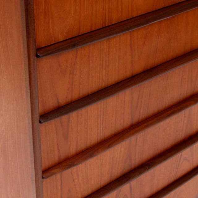 Wood Vintage Danish Mid-Century Six-Drawer Teak Tallboy Dresser 1960s For Sale - Image 7 of 9