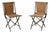 English Army Folding Chairs in Canvas Fabric, 1950s, Set of 2 For Sale