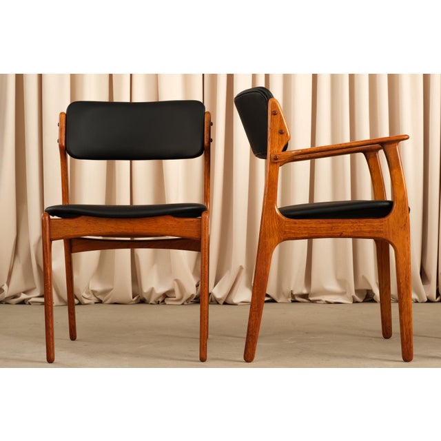 Mid-Century Modern Set of 4 Erik Buch Teak Dining Chairs, Floating Seat Design, Denmark 1960s For Sale - Image 3 of 16