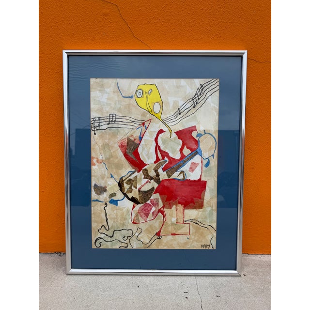 Vintage Mixed Media Abstract Paper Collage Painting – Signed For Sale - Image 9 of 12