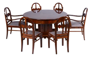 Art Deco Dinig Set in Caucasian Walnut, 1920s, Set of 7
