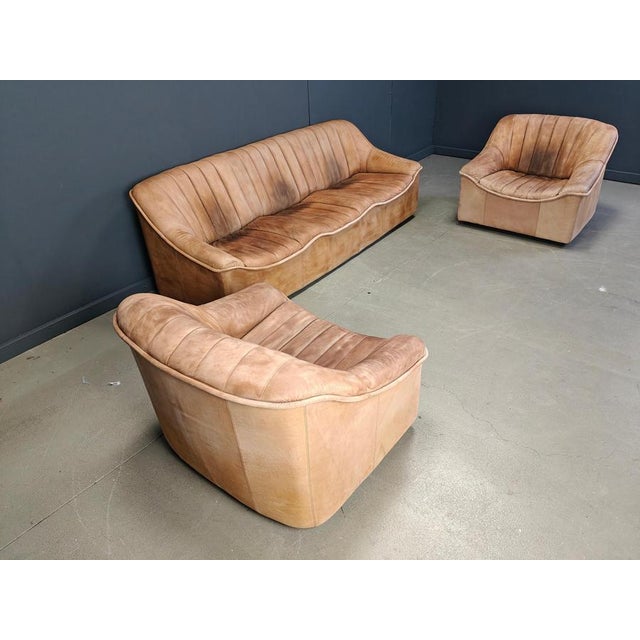 Vintage Leather Sofa Set, 1960s, Set of 3 For Sale - Image 14 of 17