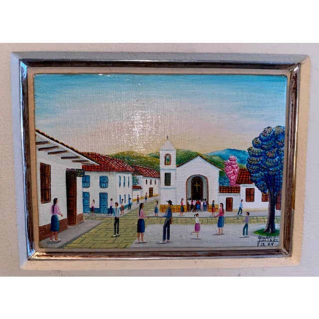 Vintage Miniature Mexican Themed Paintings Signed, Framed - a Pair For Sale - Image 4 of 12