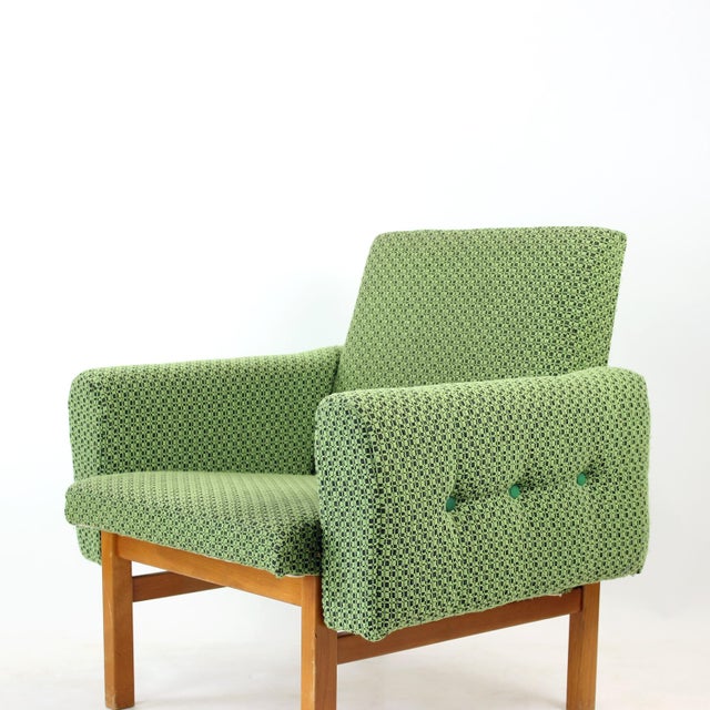 Mid-Century Armchair in Fabric and Beech from Jitona, Czechoslovakia, 1960s For Sale - Image 6 of 13